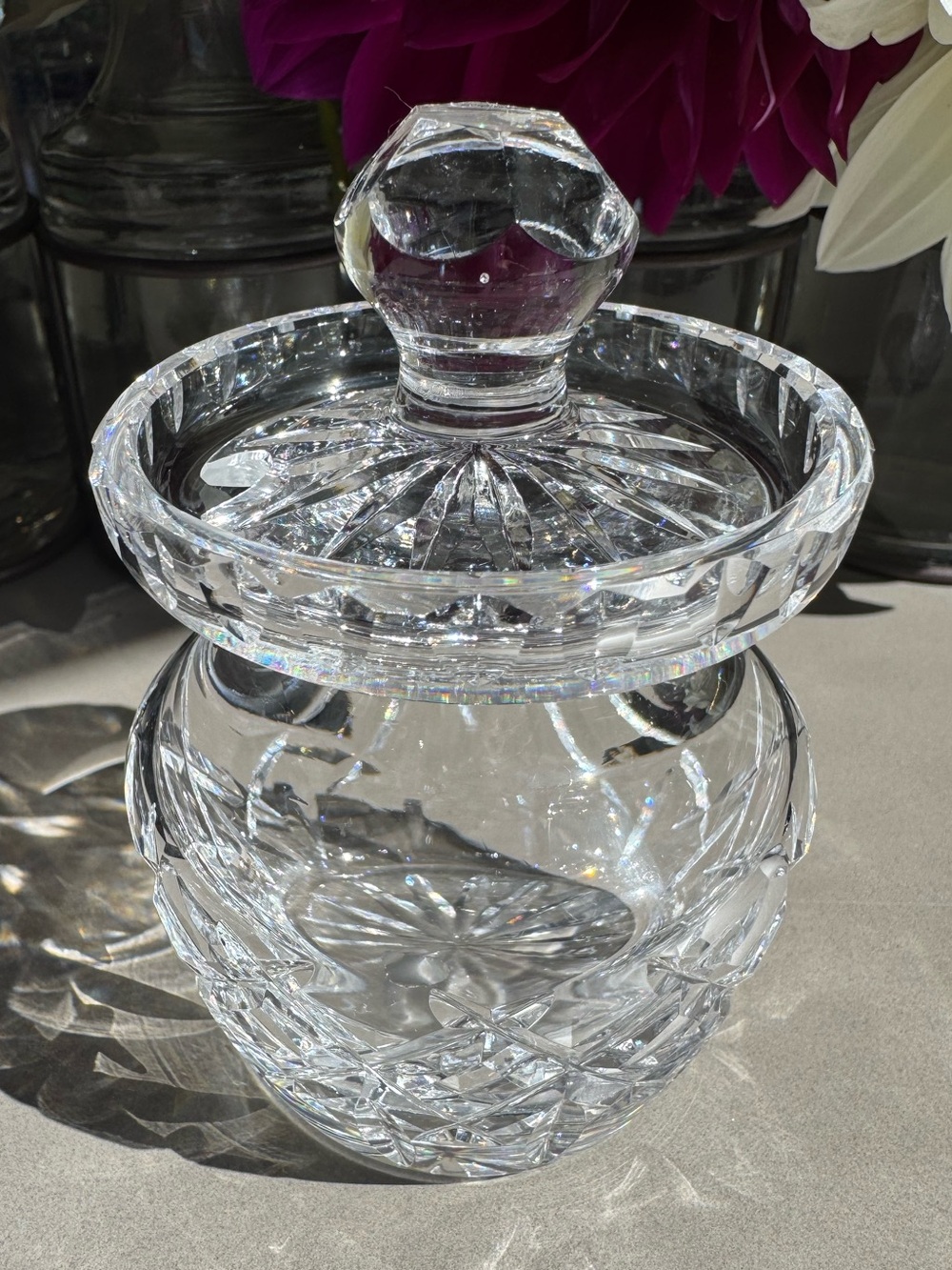 Vintage Waterford Castlemaine Crystal Jam Honey Jar 4.5” Ireland With Lid